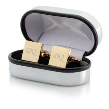 Personalised Gold Square Cufflink in Chrome Case