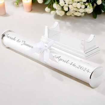 Personalised Silver Plain Design Certificate Holder With Stand & Gift Box - Unique Gifts for Christening, Wedding, Baptism, Graduation, Anniversary Presents and Special Occasions