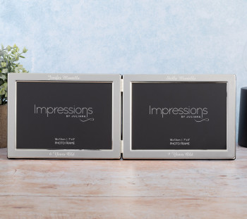 Personalised Silver Plated 7" x 5" Hinged Double Frame