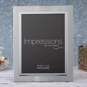 Personalised Two Tone 6" x 8" Photo Frame with Brushed Steel Finish