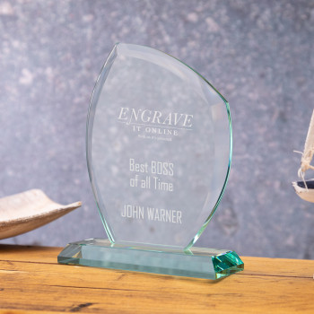 Personalised Swept Jade Glass Award/Trophy with Logo