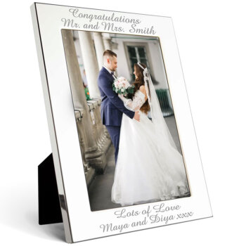 "Silver plated photo frame with flat wide edge – modern and elegant gift option"