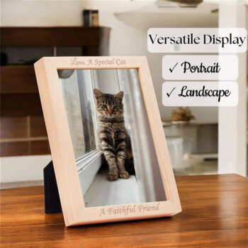 Personalised 5x7" Inch Frametigo Natural Solid Pine Wood Photo Frame, Perfect for Wall-Mounted or Desk Display Frame, Ideal for Family, Graduation, Wedding, or Baby Pictures , Landscape or Portrait with Stand