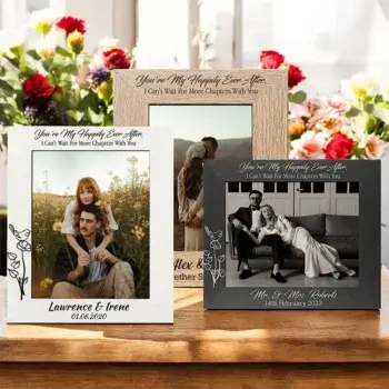Couple photo frame set with ‘You’re My Happily Ever After’ text – available in French Oak, White or Black finish